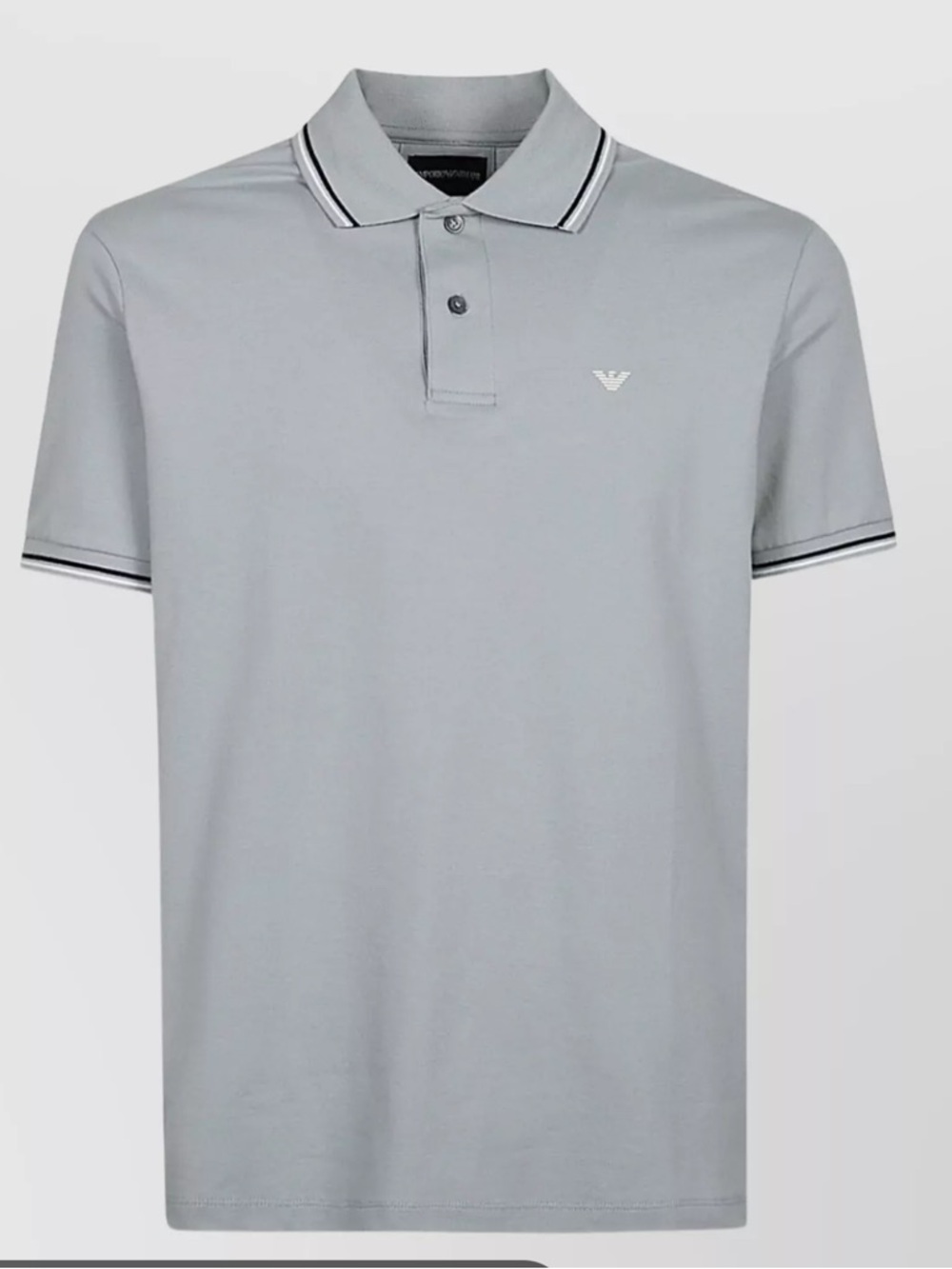 Emporio Armani  Gray Polo with Contrast Stripe Collar. Size small